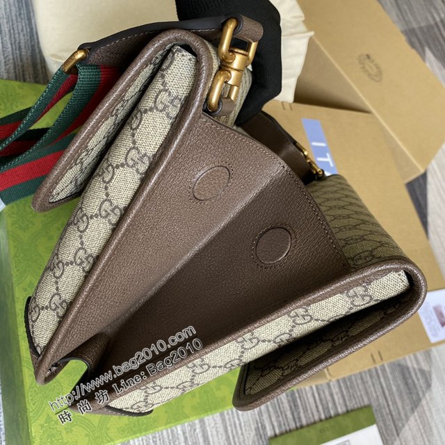Gucci新款包包 古馳紅綠織帶經典斜挎包 Gucci高級人造帆布郵差包 495654  ydg3117